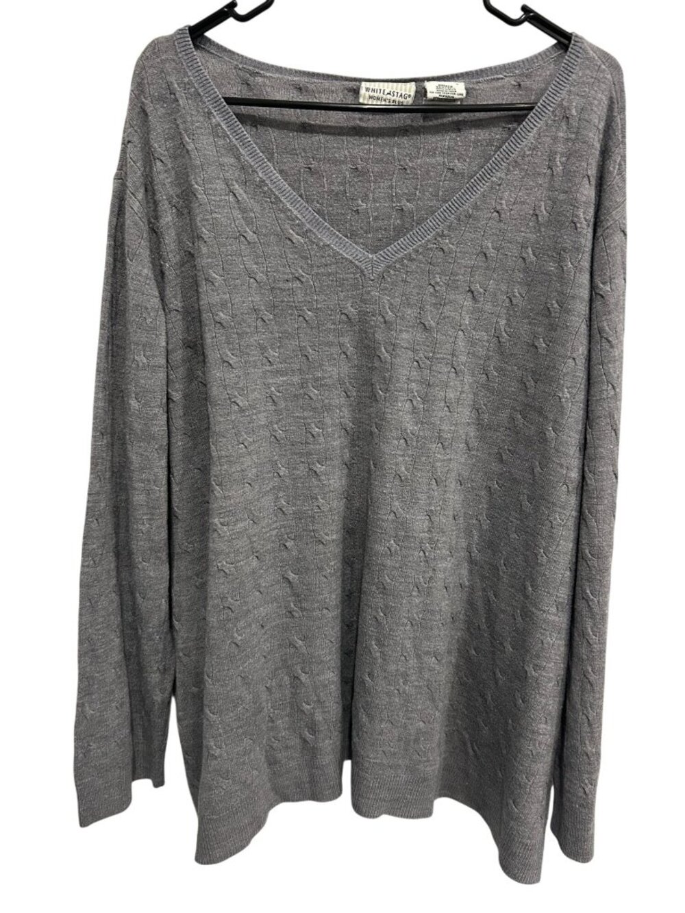 White Stag 30W/32W Gray Heather V-Neck Pullover Sweater Cozycore Minimalist